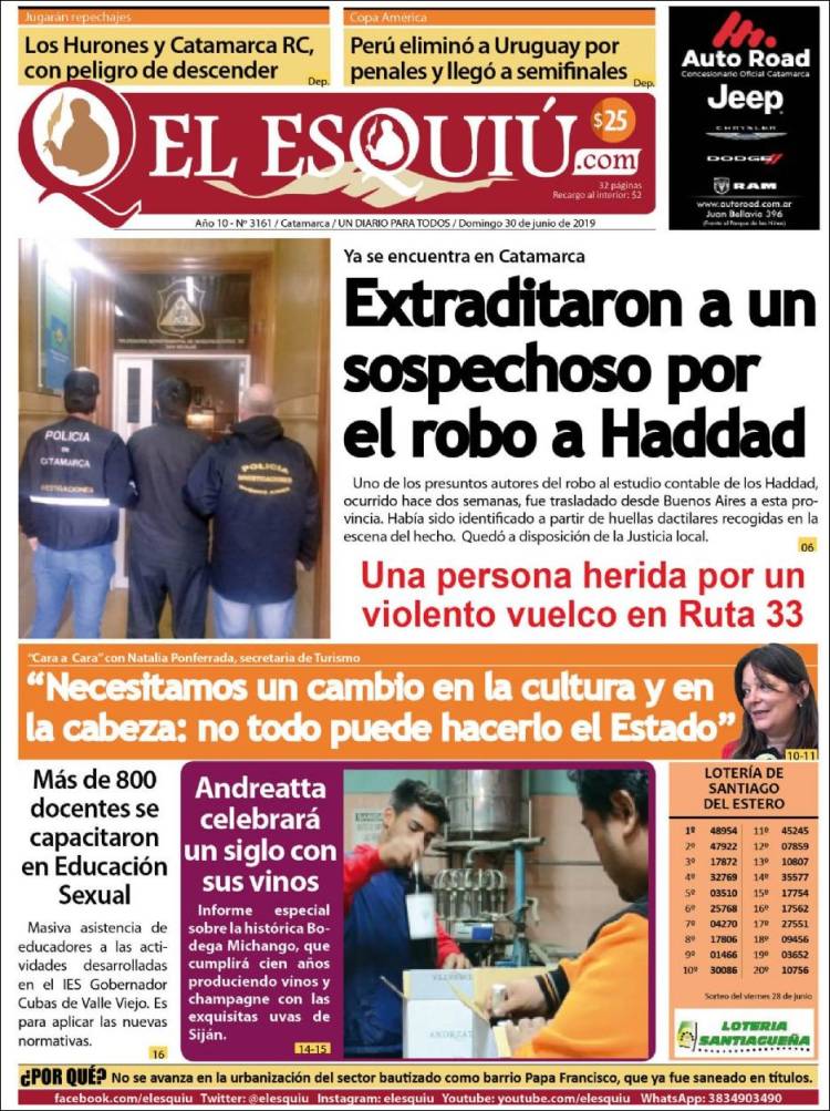 Portada de El Esquiu (Argentina)
