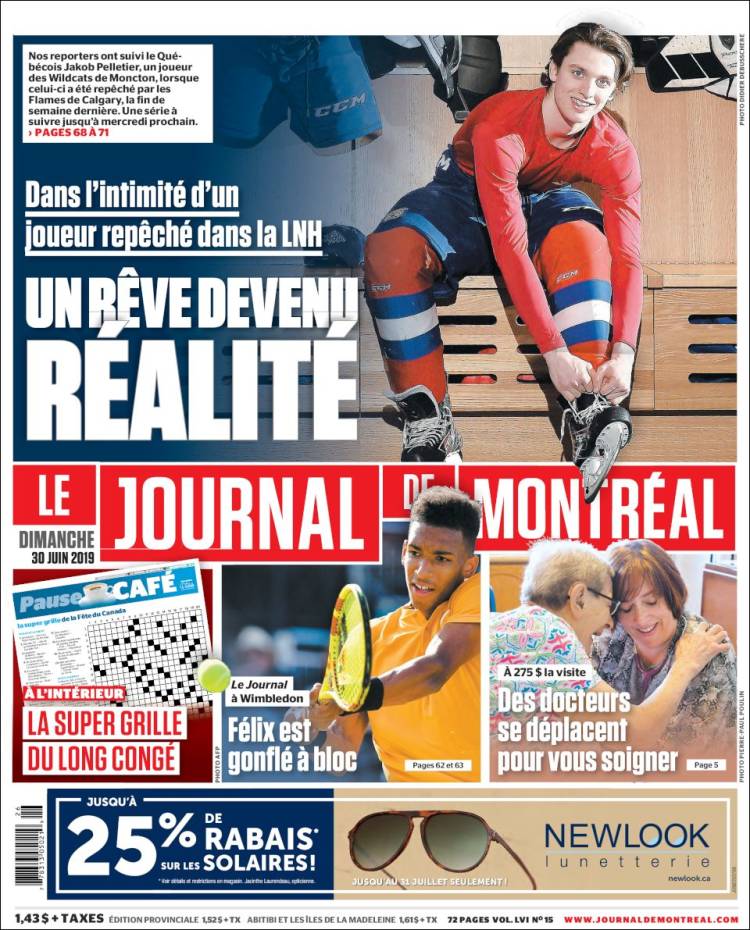 Portada de Le Journal de Montréal (Canada)