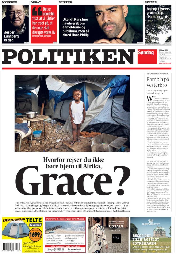 Portada de Politiken (Dinamarca)