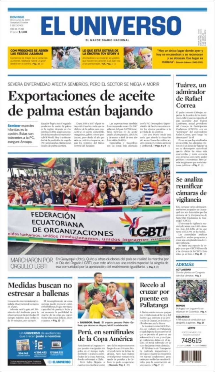 Portada de El Universo - Ecuador (Ecuador)