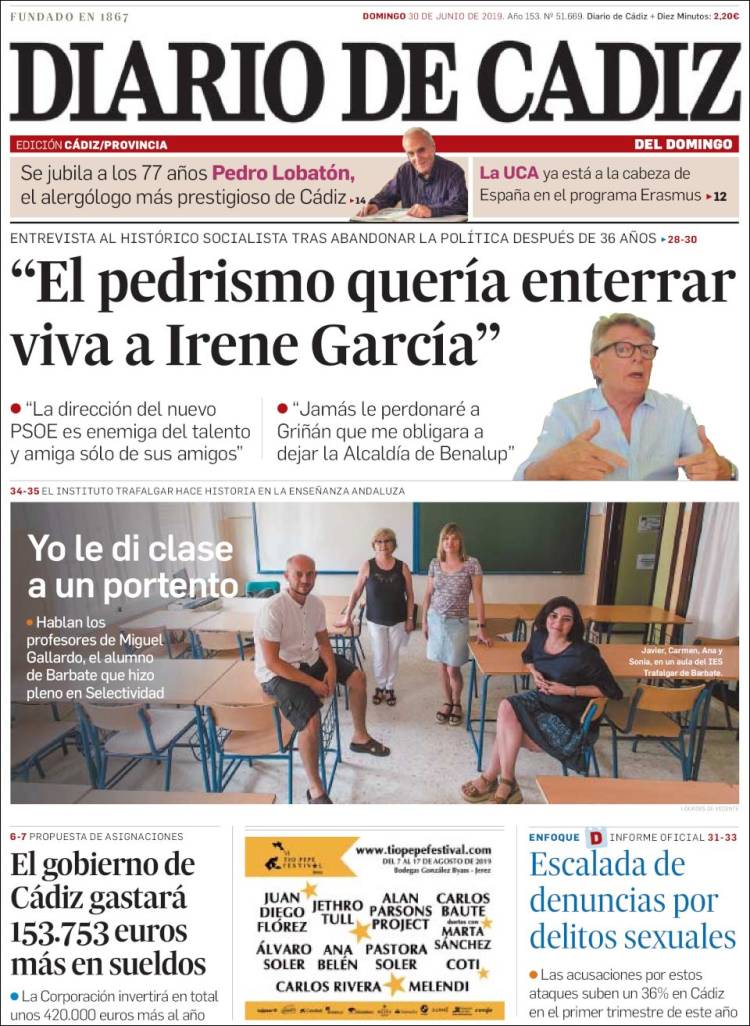 Portada de Diario de Cádiz (España)