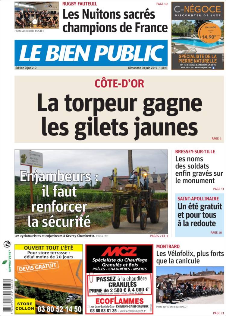 Portada de Le Bien Public (Francia)