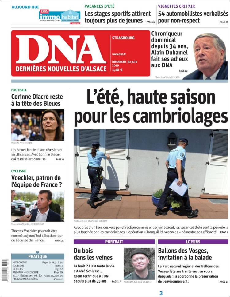 Portada de Les Dernières Nouvelles d'Alsace (Francia)