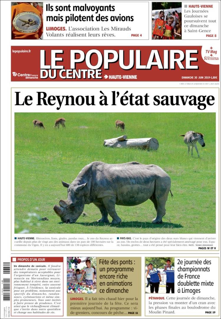 Portada de Le Populaire du Centre (Francia)