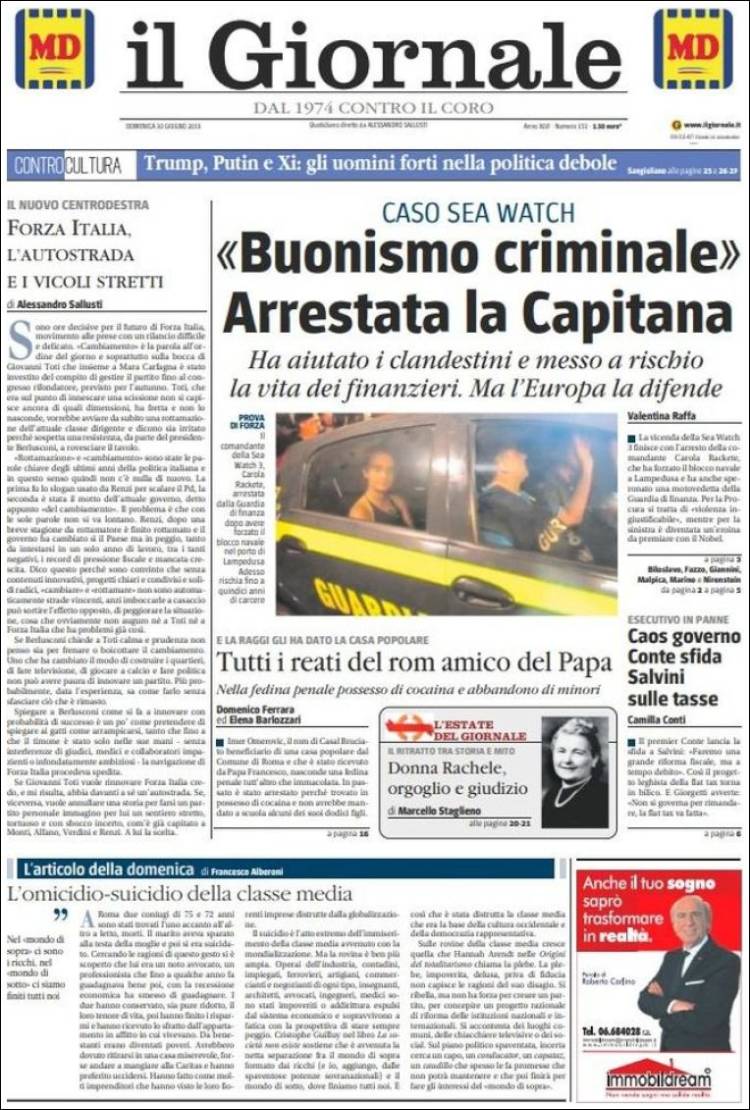Portada de il Giornale (Italia)