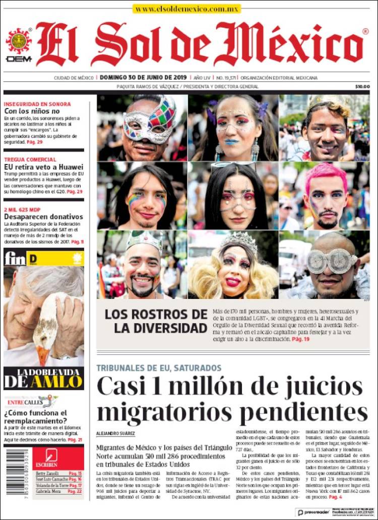 Portada de El Sol de México (M&eacute;xico)