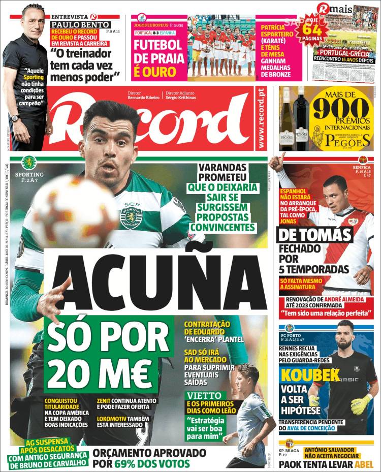 Portada de Record (Portugal)