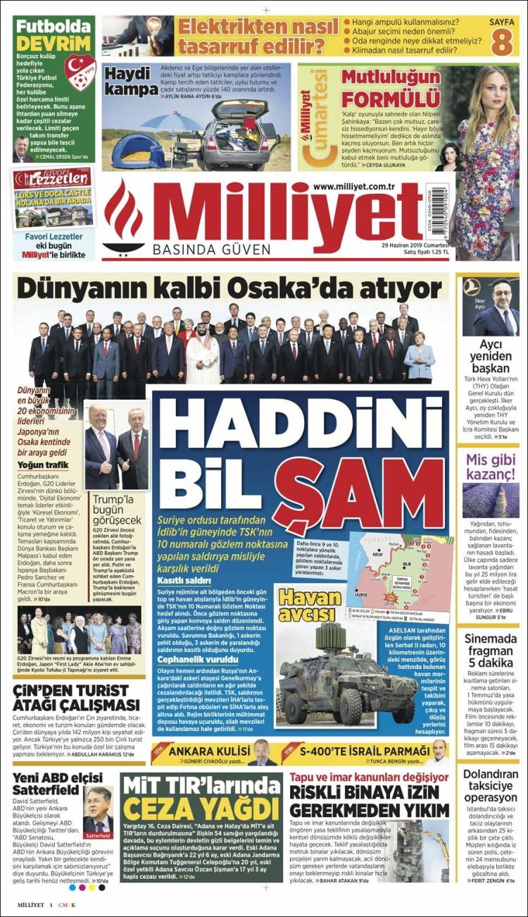 Portada de Milliyet (Turqu&iacute;a)