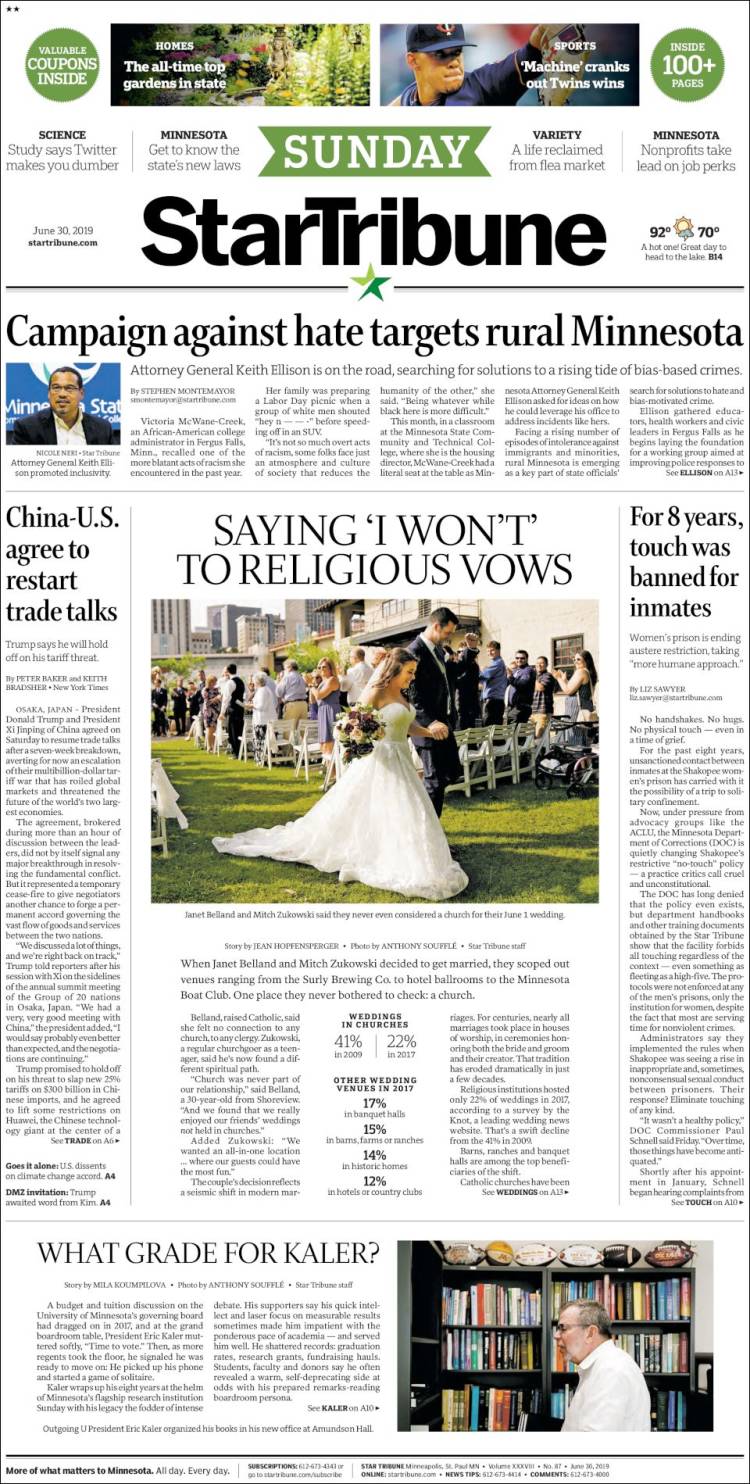 Portada de Star Tribune (USA)