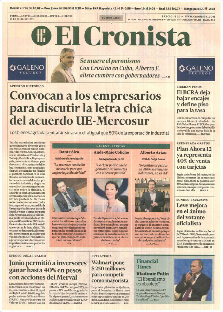 Portada de El Cronista Comercial (Argentina)