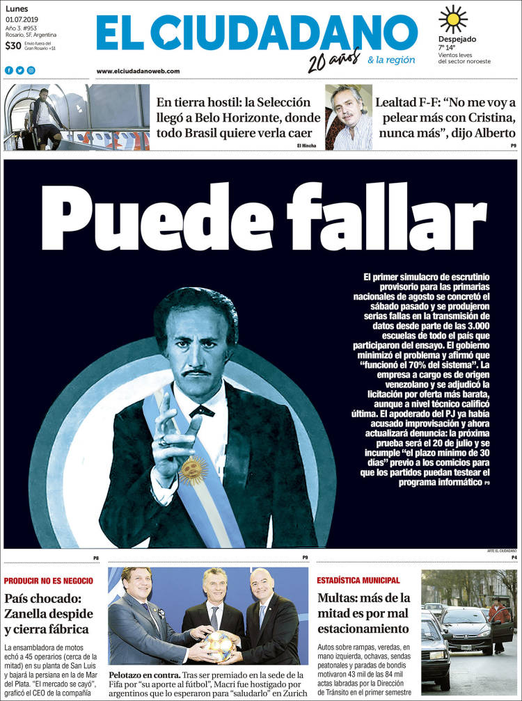 Portada de Diario El Ciudadano (Argentina)