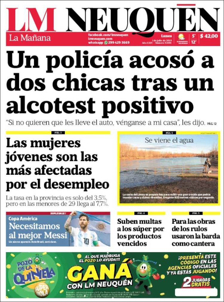 Portada de La Mañanade Neuquén (Argentina)