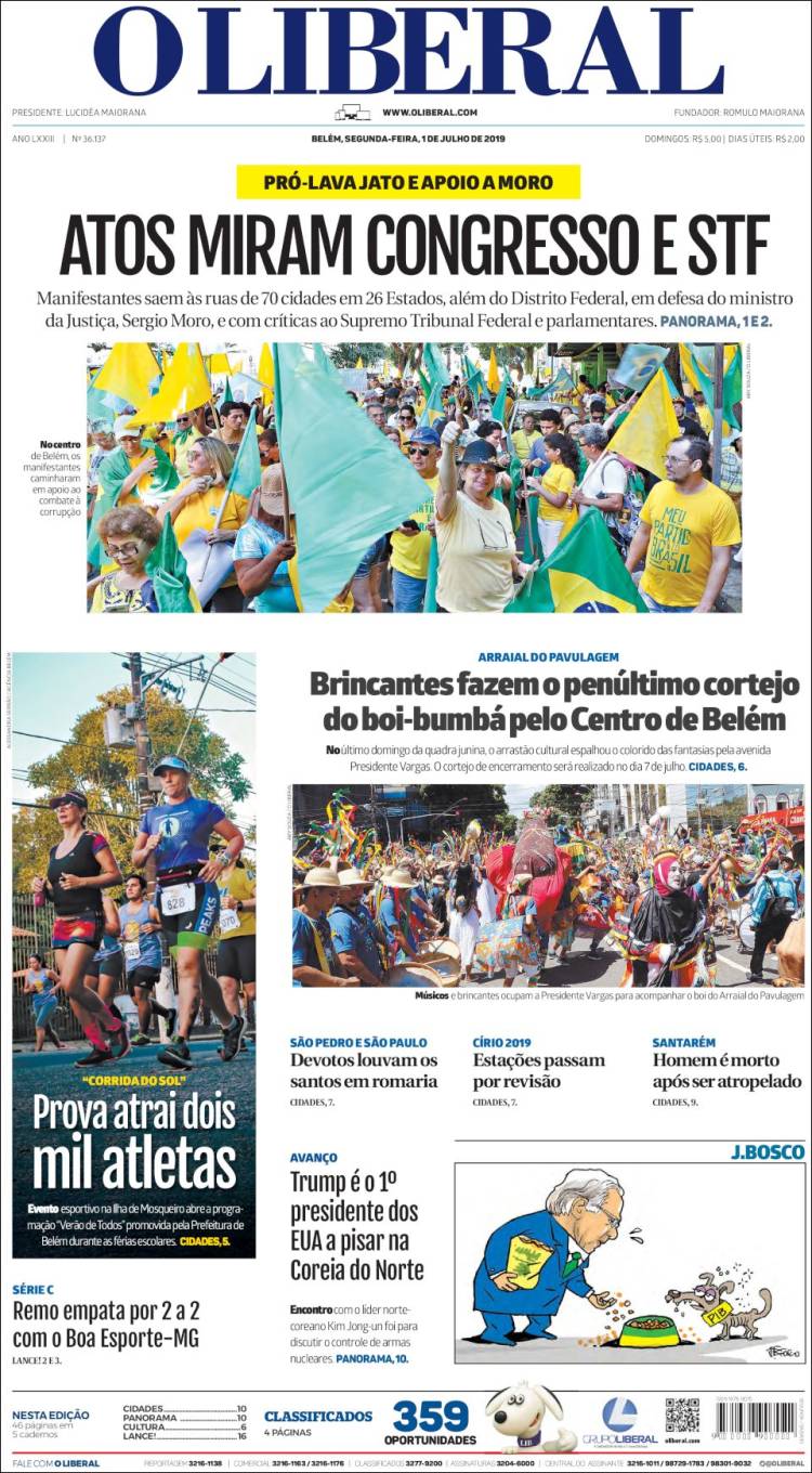 Portada de O Liberal (Brasil)