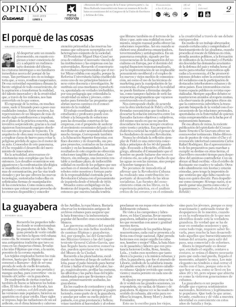 Portada de Granma (Cuba)