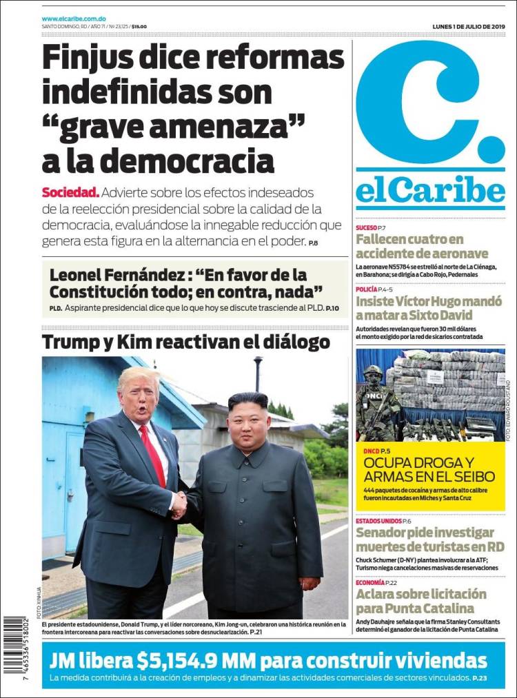 Portada de El Caribe (R. Dominicana)