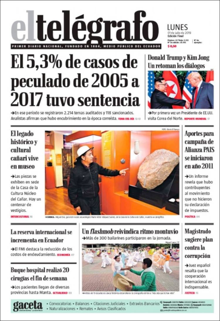 Periódico El Telégrafo Ecuador Periódicos De Ecuador Edición De Lunes 1 De Julio De 2019 