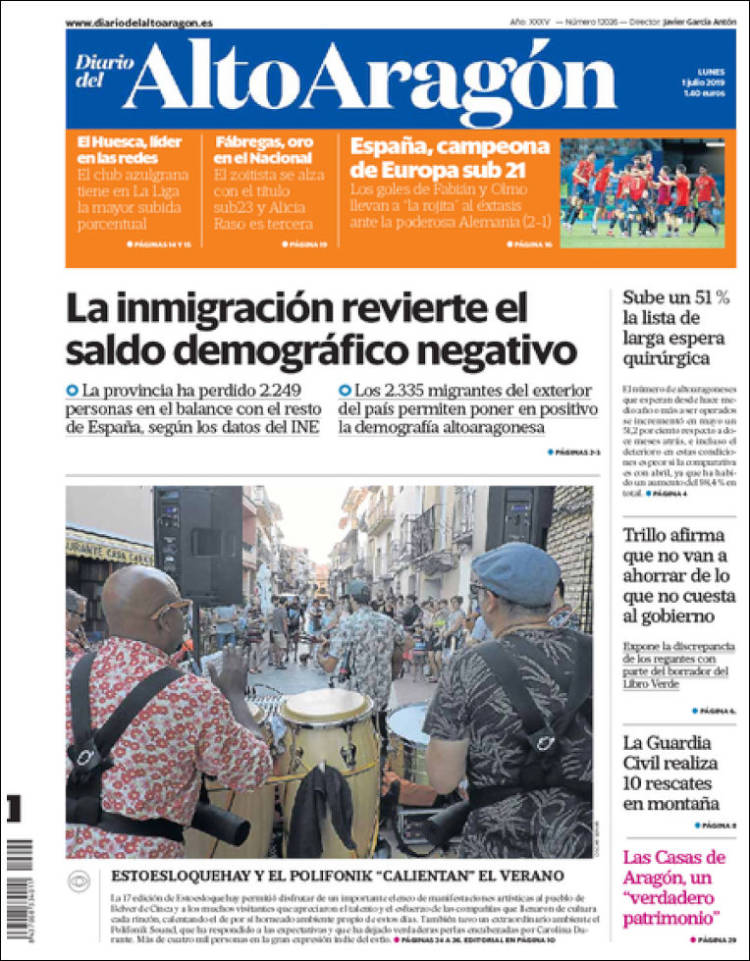 Portada de Diario del AltoAragón (España)