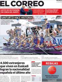 Portada de El Correo - Guipuzcoa (España)