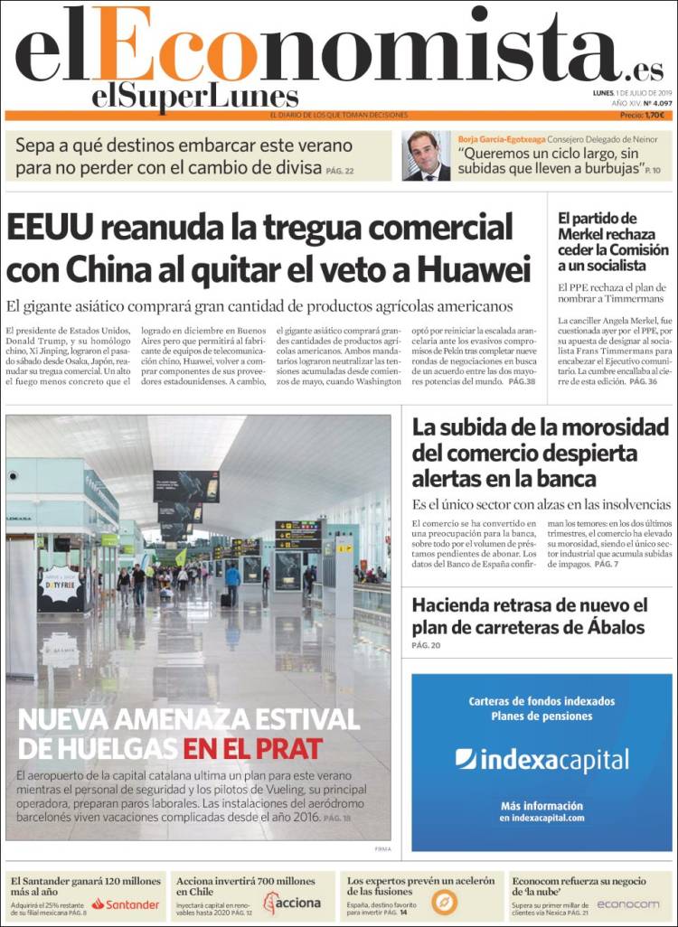 Portada de El Economista (España)