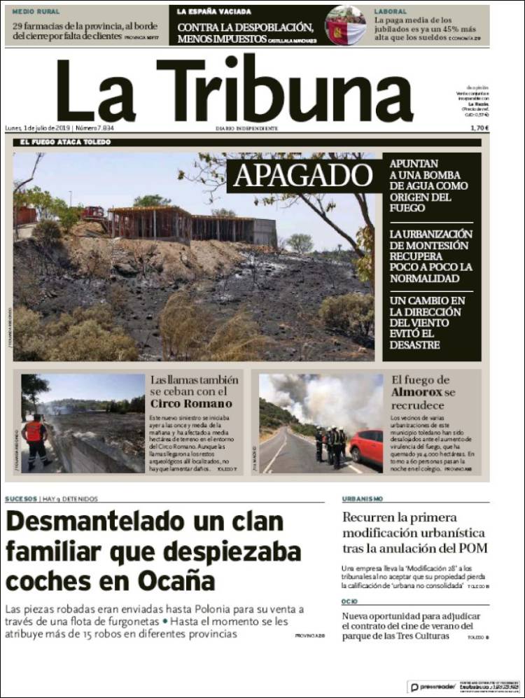 Portada de La Tribuna de Toledo (España)