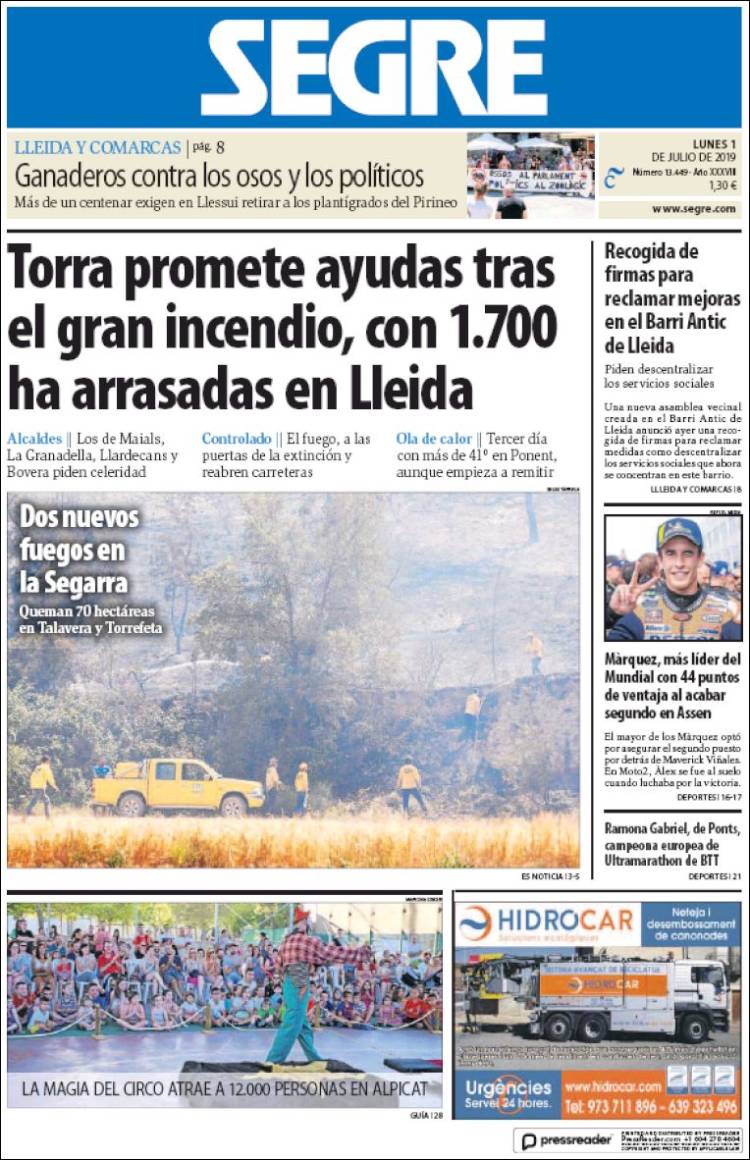 Portada de Segre  (España)