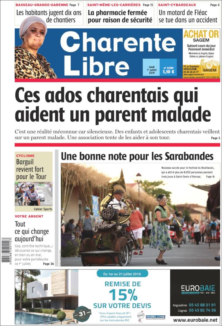 Portada de Charente Libre (France)