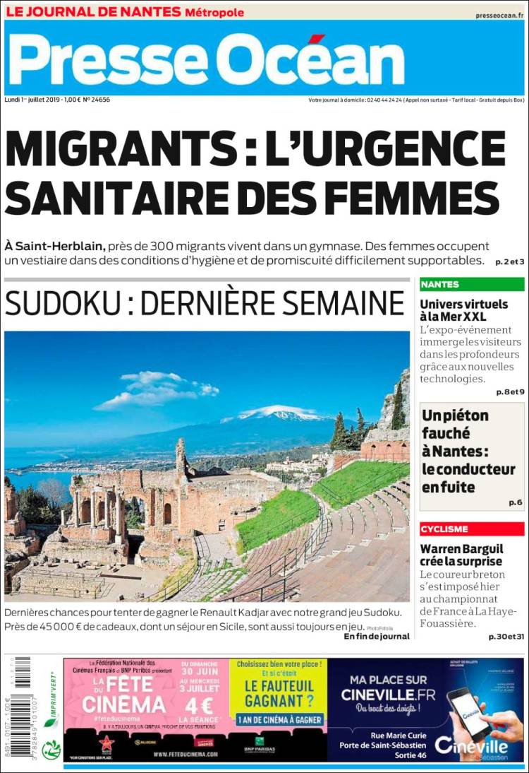 Portada de Presse Ocean (France)