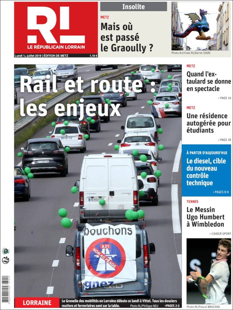 Portada de Le Republicain Lorrain (Francia)