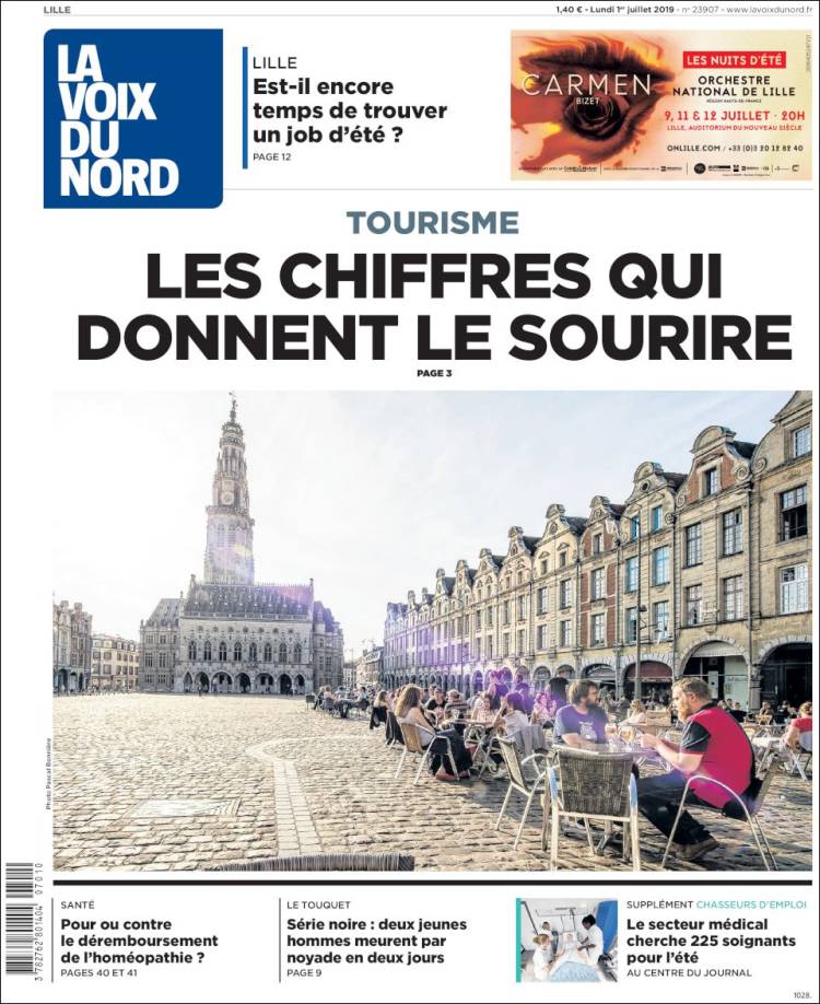 Portada de La Voix du Nord (Francia)