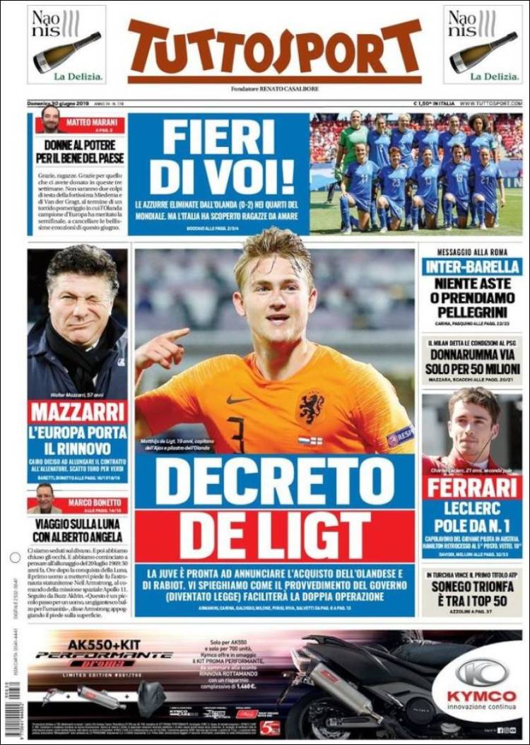 Portada de Tuttosport (Italia)