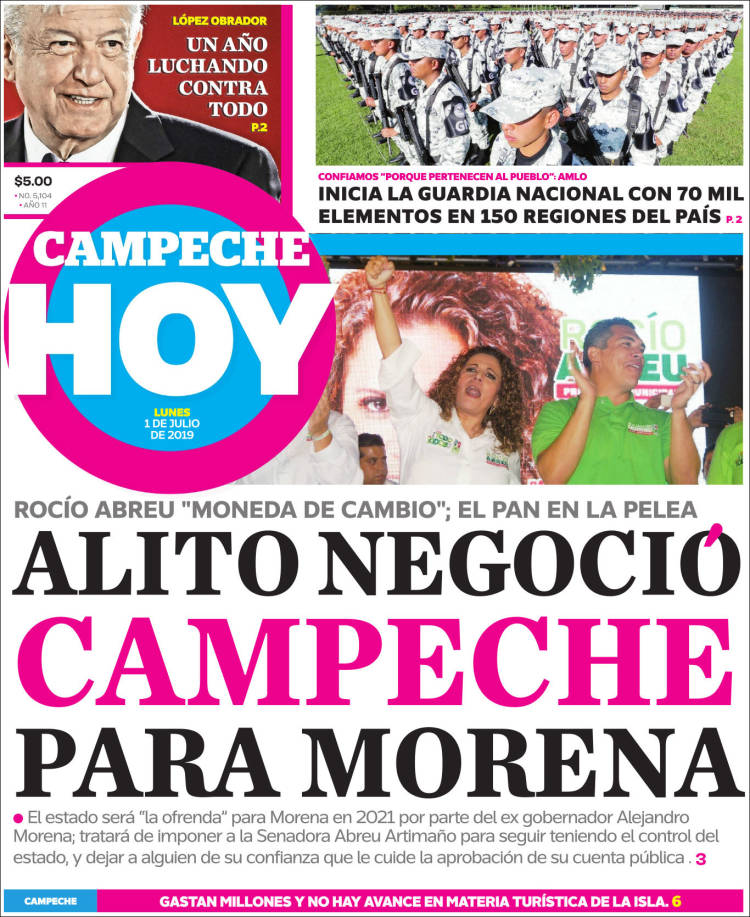 Portada de Campeche Hoy (M&eacute;xico)