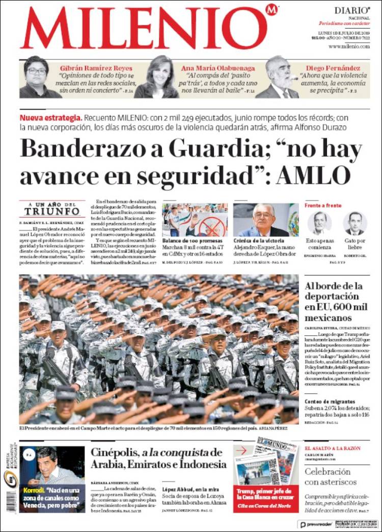 Portada de Milenio (M&eacute;xico)