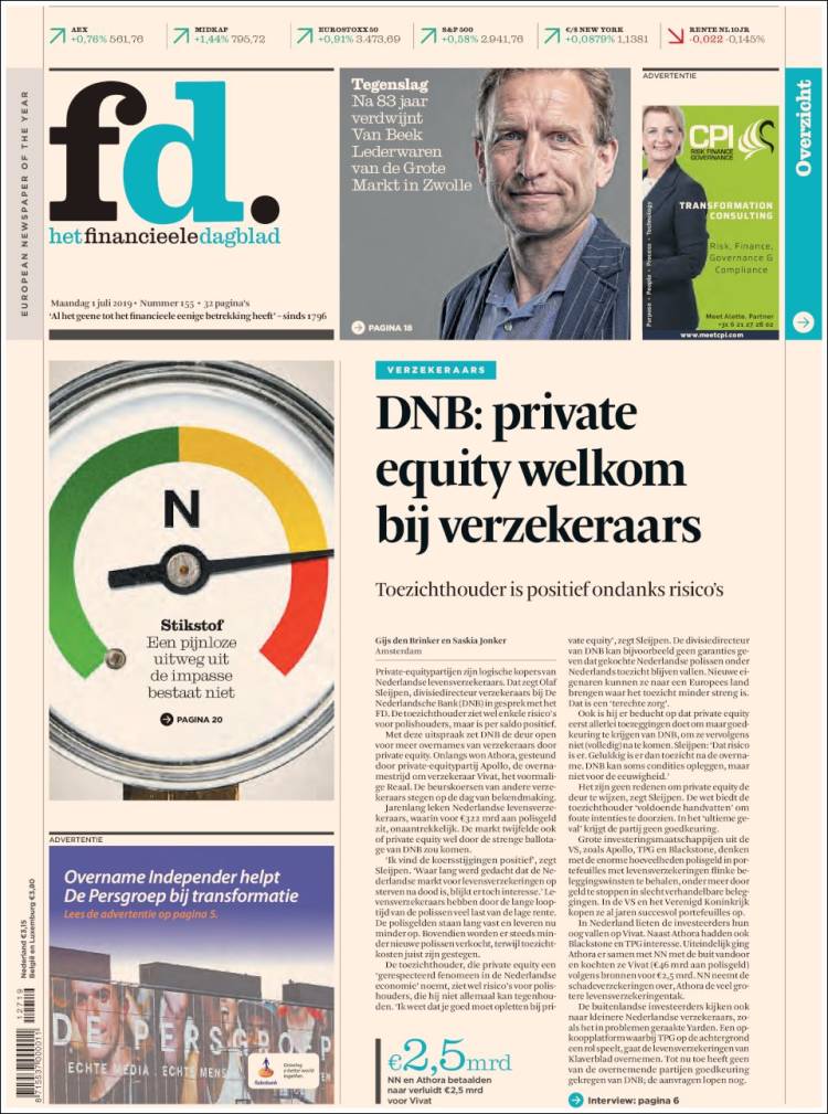 Portada de Het Financieele Dagblad (Pa&iacute;ses Bajos)
