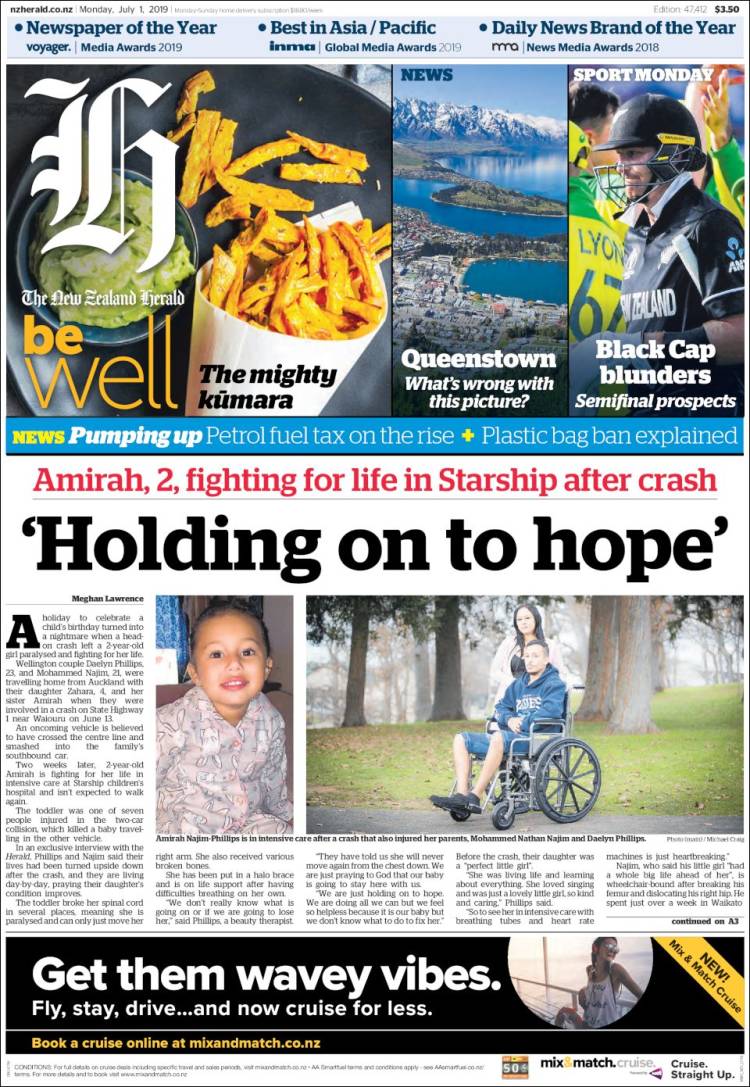 Portada de The New Zealand Herald (Nueva Zelanda)