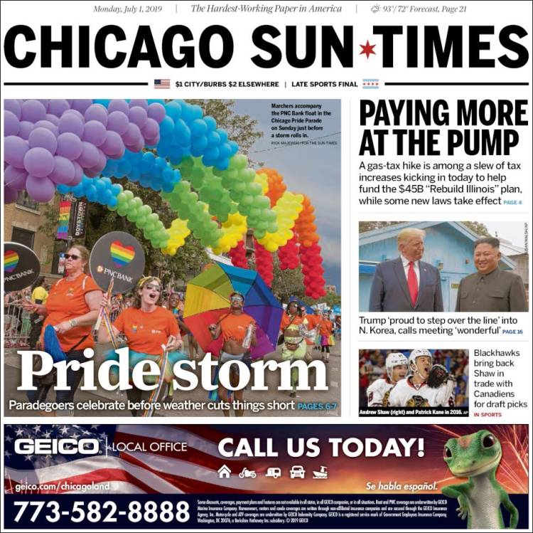 Portada de Chicago Sun-Times (États-Unis)