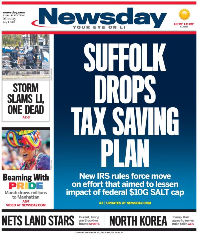 Portada de Newsday (USA)