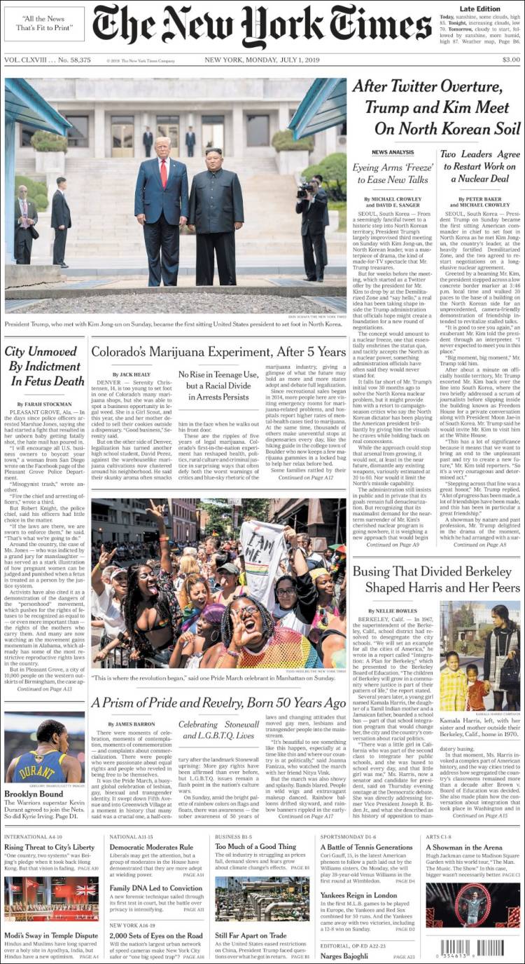 Portada de New York Times (USA)