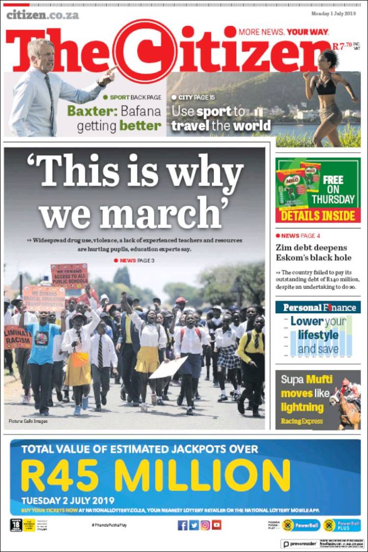 Portada de The Citizen (Sud&aacute;frica)