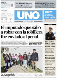 Portada de Diario Uno de Entre Ríos (Argentina)