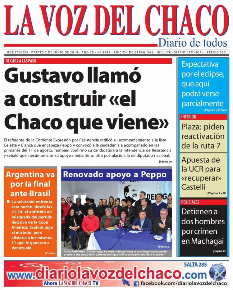 Portada de La Voz del Chaco (Argentina)