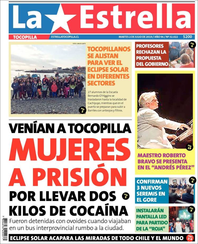 Portada de La Estrella de Tocopilla (Chile)