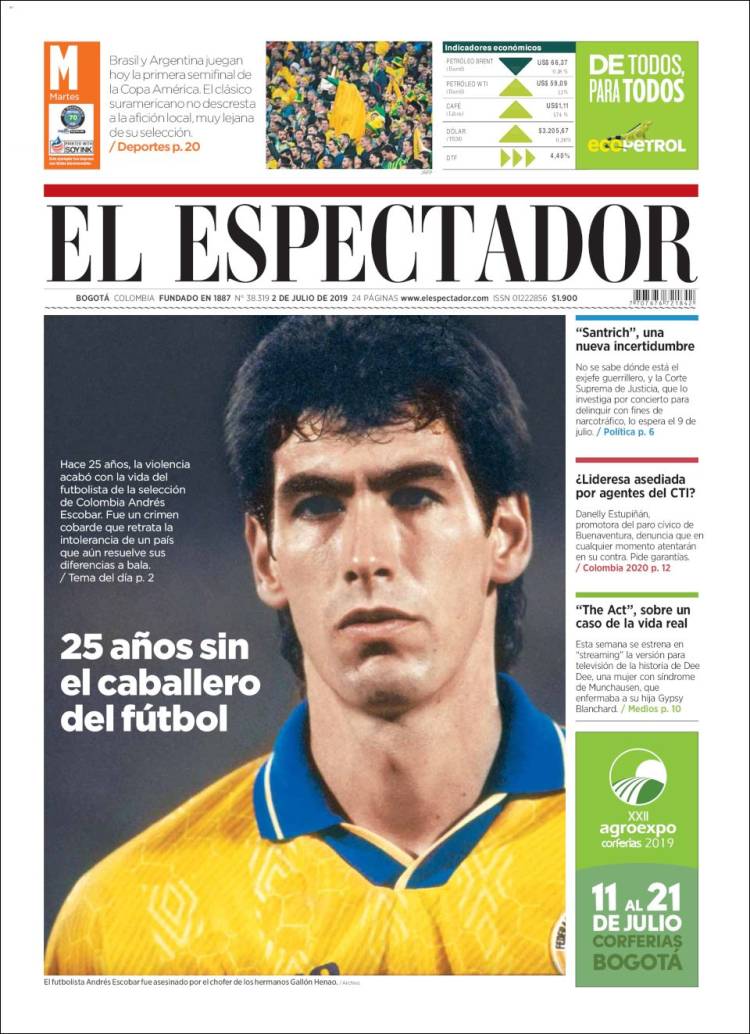 Portada de El Espectador (Colombia)