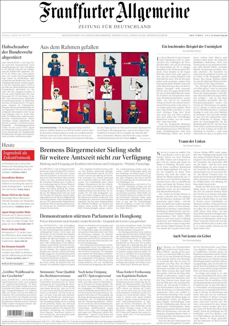 Portada de Frankfurter Allgemeine (Alemania)