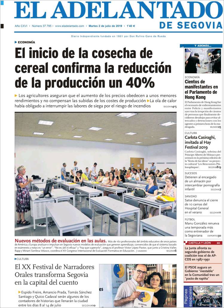 Portada de El Adelantado de Segovia (Espa&ntilde;a)