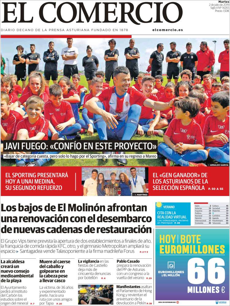 Portada de El Comercio - Gijón (Espa&ntilde;a)