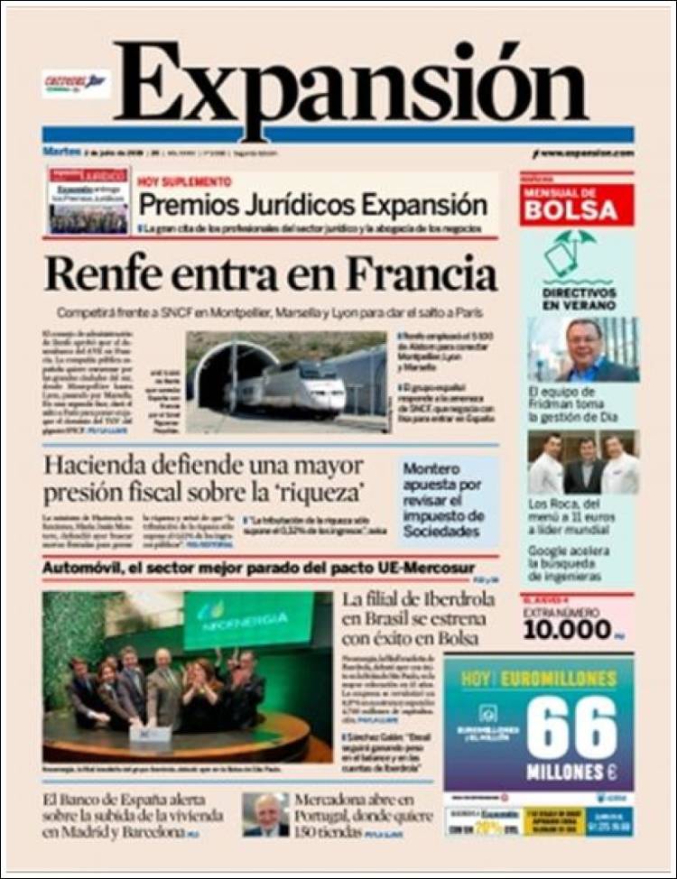 Portada de Expansión (Espa&ntilde;a)