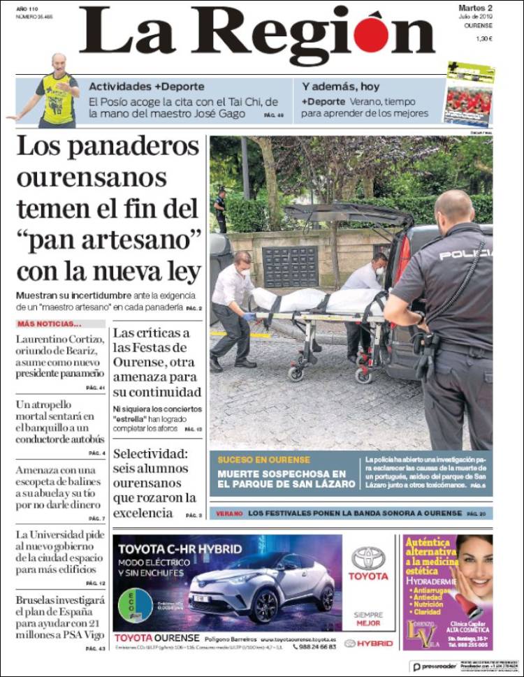 Portada de La Región de Ourense (Espa&ntilde;a)