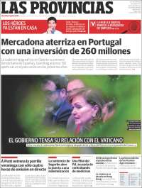 Portada de Las Provincias (Espa&ntilde;a)