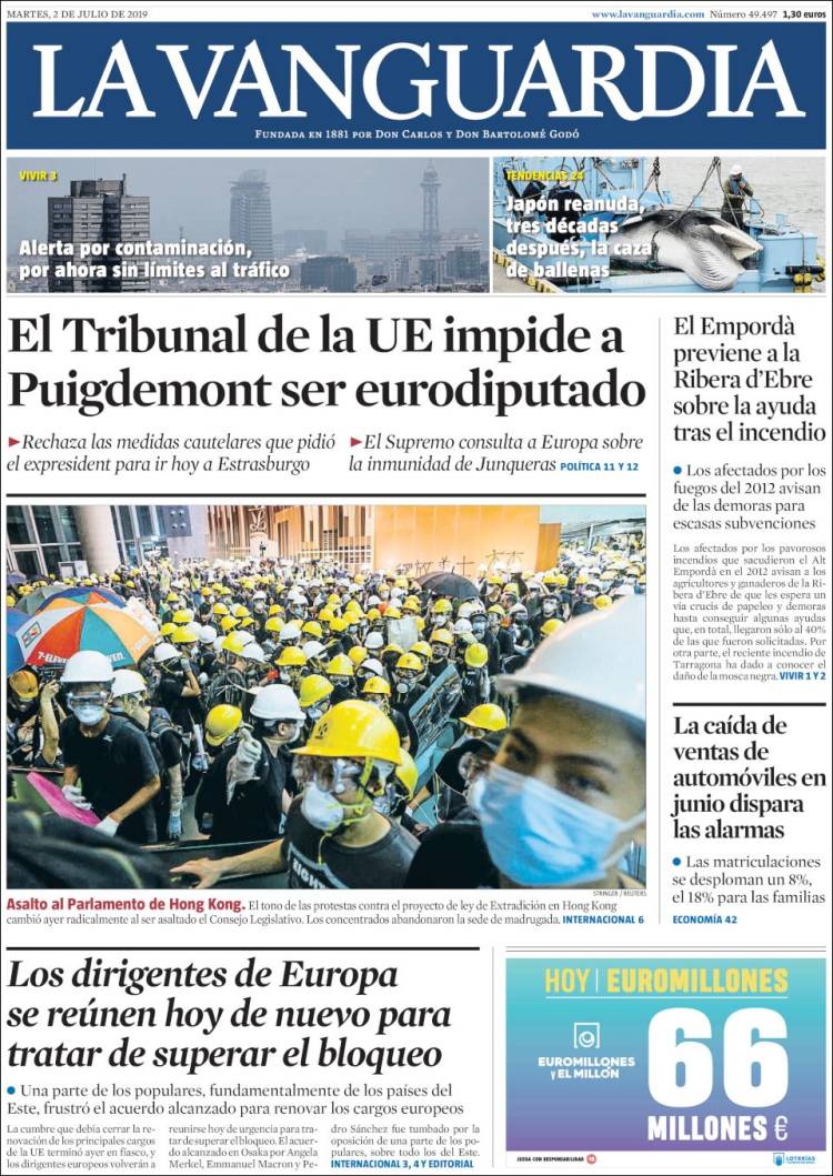 Portada de La Vanguardia (Espa&ntilde;a)