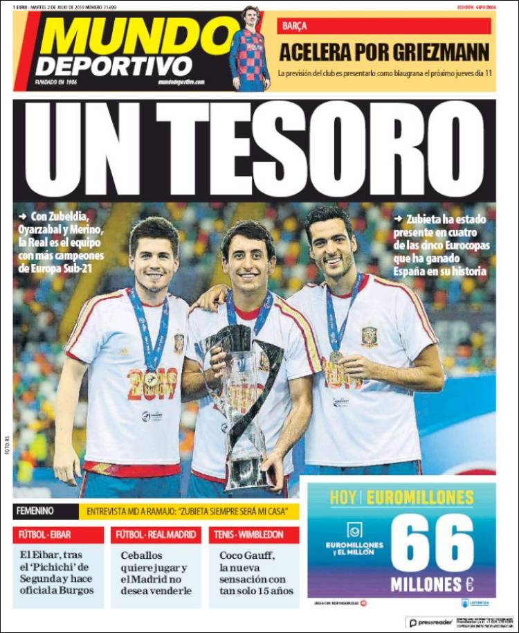 Portada de Mundo Deportivo Gipuzkoa (Espa&ntilde;a)